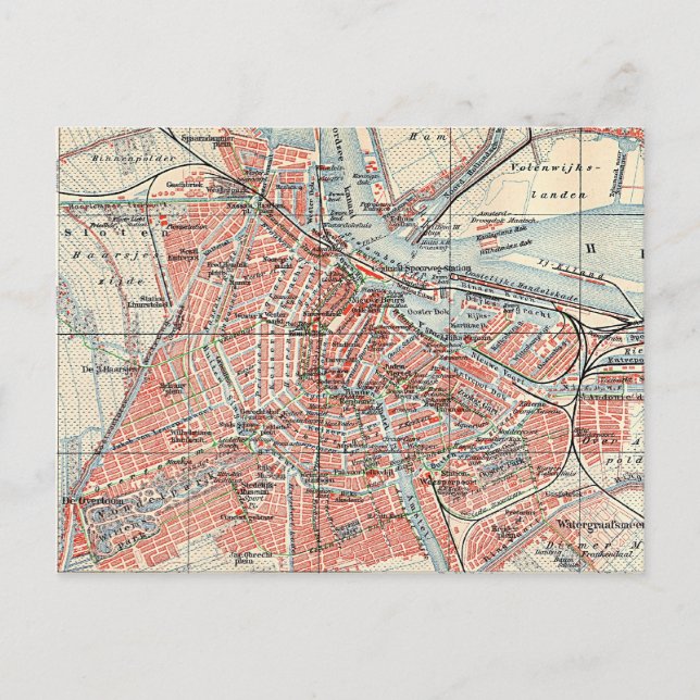 Postal Mapa de época de Amsterdam (1905) (2) (Anverso)