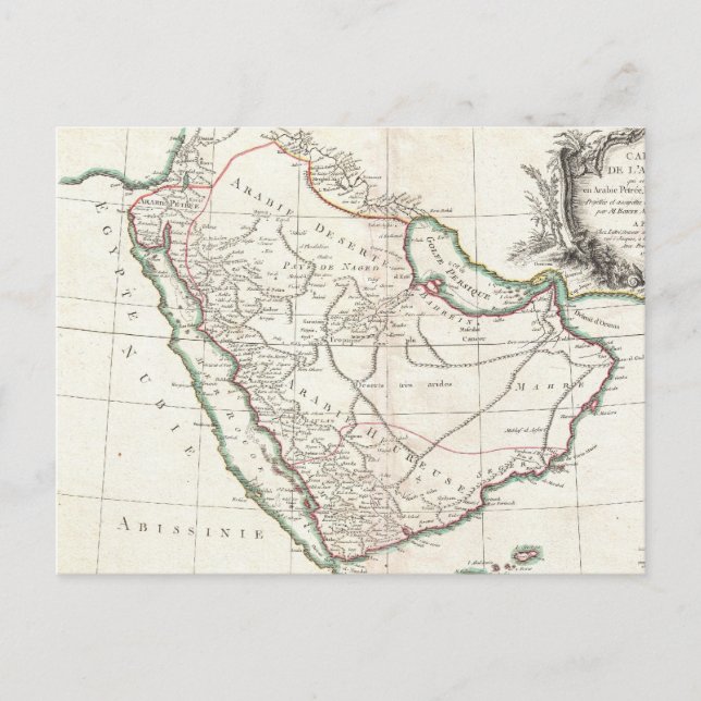 Postal Mapa de época de Arabia Saudita (1771) (Anverso)