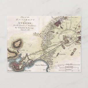 Postal Mapa de época de Atenas (1784)