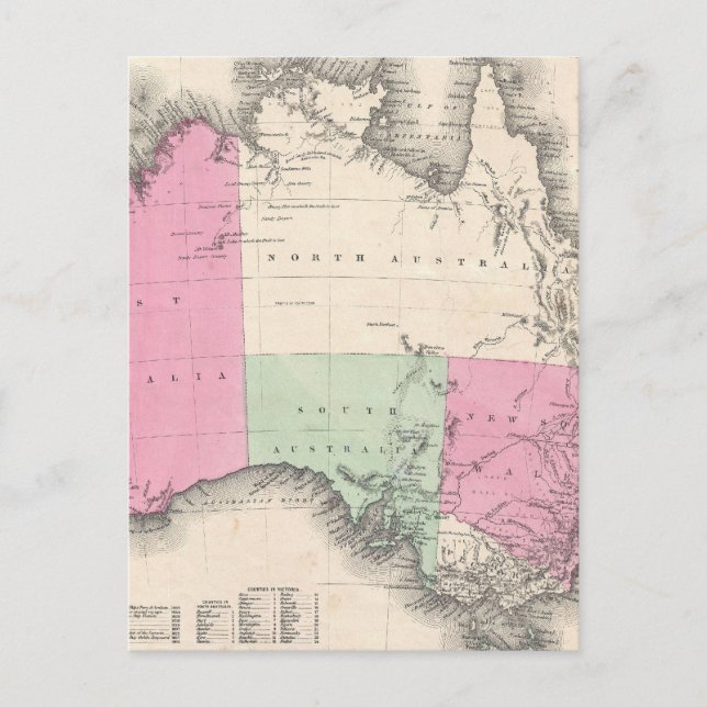Postal Mapa de época de Australia (1862) (Anverso)