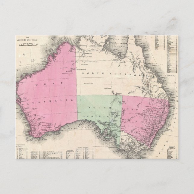 Postal Mapa de época de Australia (1862) (Anverso)
