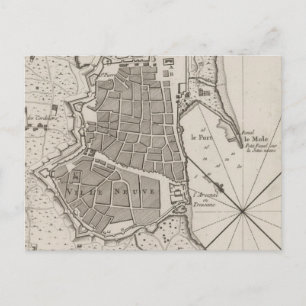 Postal Mapa de época de Barcelona España (1764)