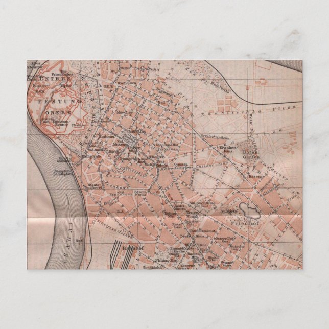 Postal Mapa de época de Belgrado Serbia (1905) (Anverso)