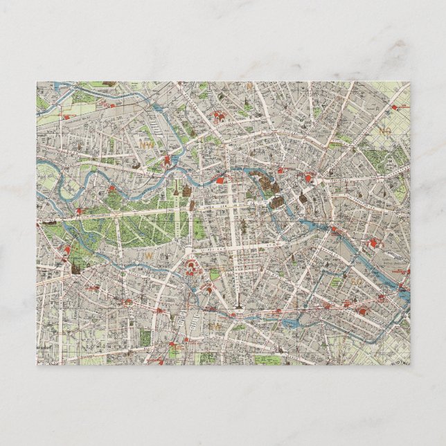 Postal Mapa de época de Berlín Alemania (1905) (Anverso)