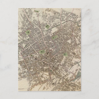 Postal Mapa de época de Birmingham Inglaterra (1839)