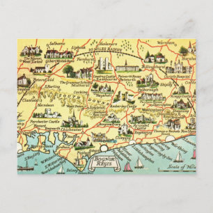 Postal Mapa de época de Bognor England Mug