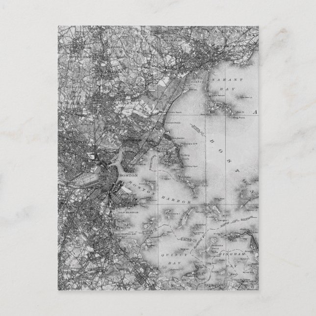 Postal Mapa de época de Boston (Anverso)