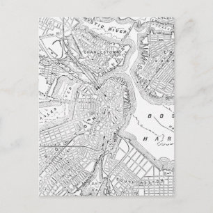 Postal Mapa de época de Boston (1878)
