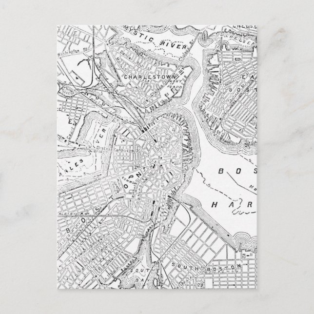 Postal Mapa de época de Boston (1878) (Anverso)
