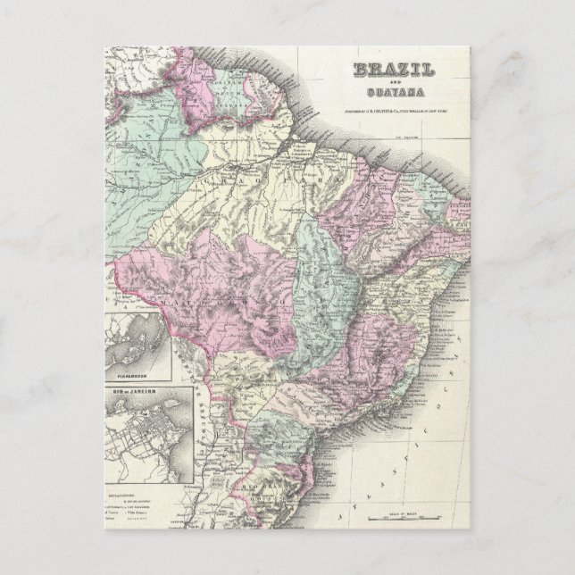 Postal Mapa de época de Brasil (1855) (Anverso)