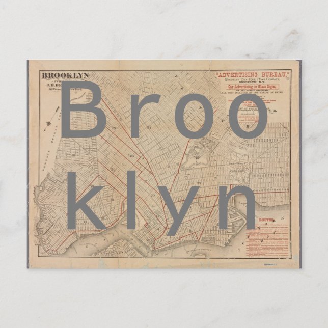 Postal Mapa de época de Brooklyn (Anverso)