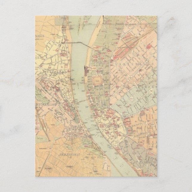 Postal Mapa de época de Budapest Hungría (1884) (Anverso)