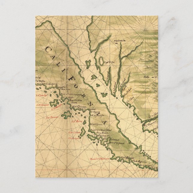 Postal Mapa de época de California (1650) (Anverso)