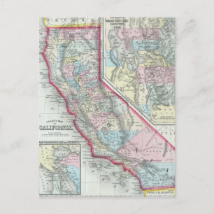 Postal Mapa de época de California (1860)