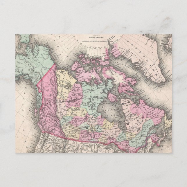 Postal Mapa de época de Canadá (1857) (Anverso)