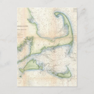 Postal Mapa de época de Cape Cod (1857)