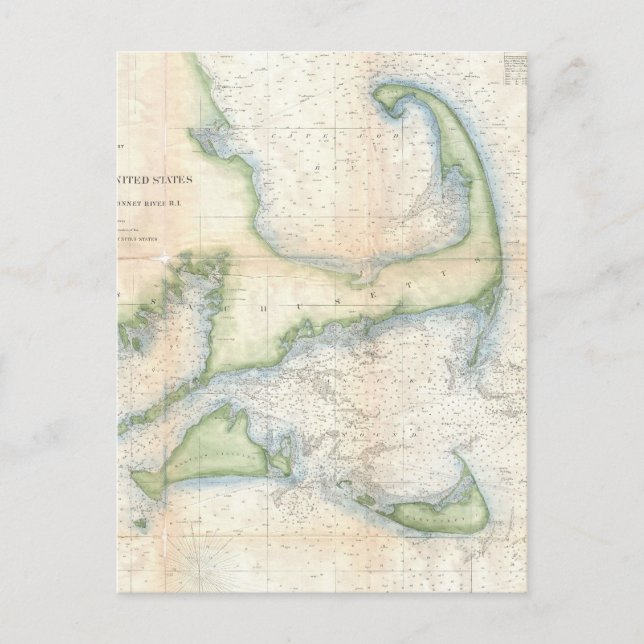 Postal Mapa de época de Cape Cod (1857) (Anverso)