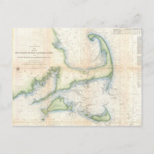 Postal Mapa de época de Cape Cod (1857)