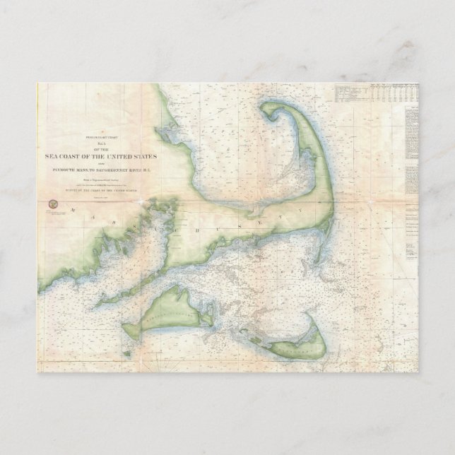 Postal Mapa de época de Cape Cod (1857) (Anverso)