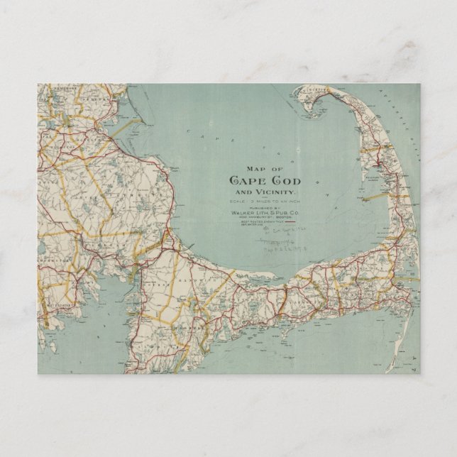 Postal Mapa de época de Cape Cod (1917) (Anverso)