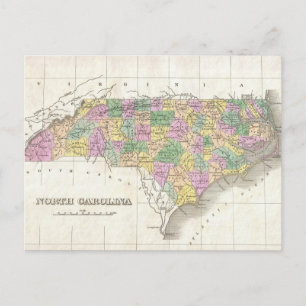 Postal Mapa de época de Carolina del Norte (1827)