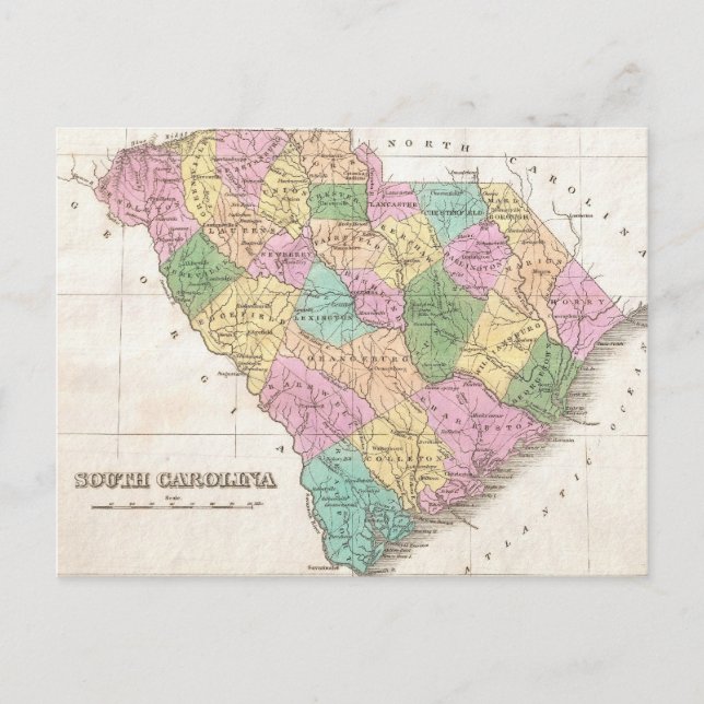 Postal Mapa de época de Carolina del Sur (1827) (Anverso)