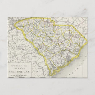 Postal Mapa de época de Carolina del Sur (1889)