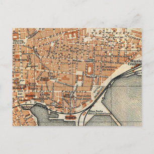 Postal Mapa de época de Catania Italia (1905)