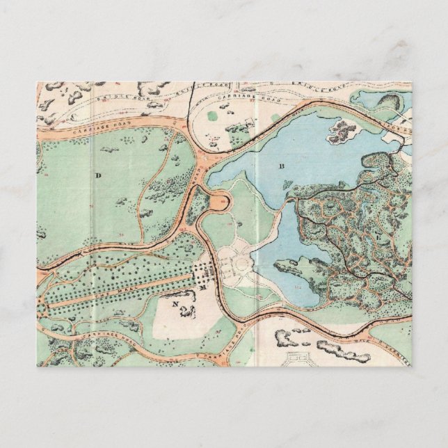 Postal Mapa de época de Central Park (1860) (Anverso)