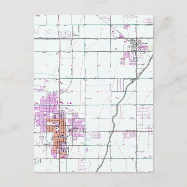 Postal Mapa de época de Chandler & Gilbert Arizona (1952) (Anverso)