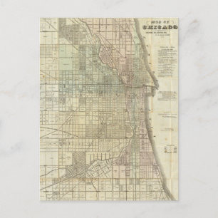 Postal Mapa de época de Chicago (1857)