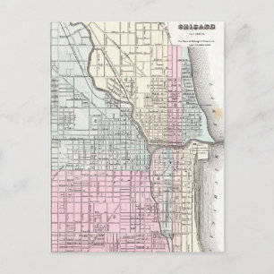 Postal Mapa de época de Chicago y St. Louis (1855)