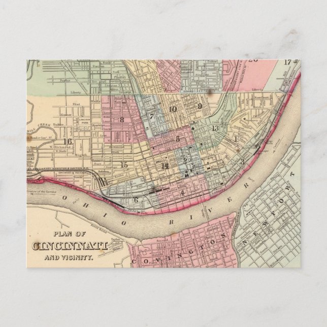 Postal Mapa de época de Cincinnati (1780) (Anverso)