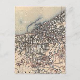 Postal Mapa de época de Cleveland (1904)