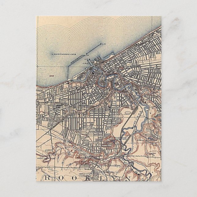 Postal Mapa de época de Cleveland (1904) (Anverso)