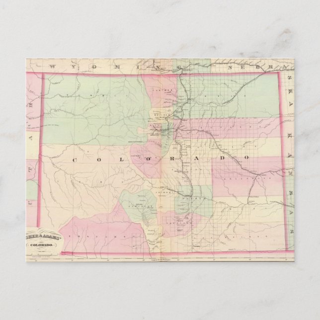 Postal Mapa de época de Colorado (1874) (Anverso)