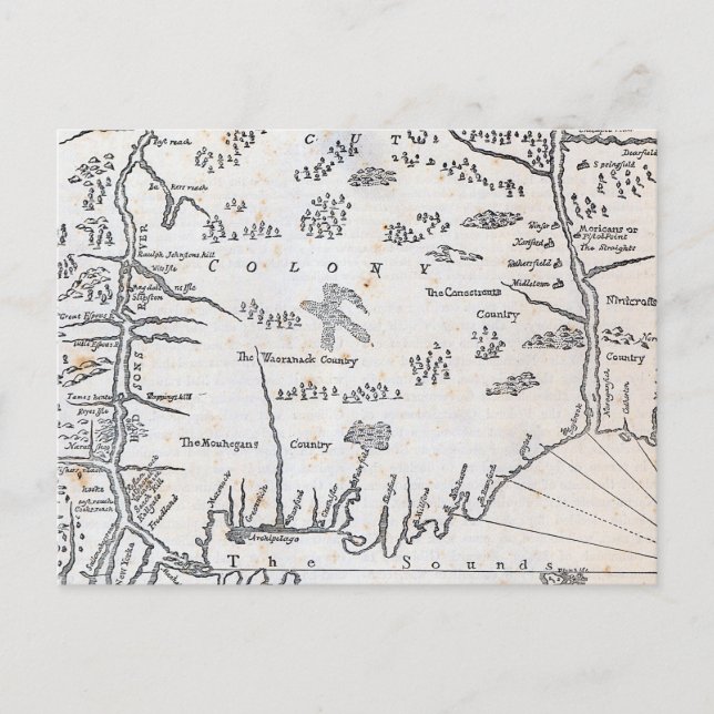 Postal Mapa de época de Connecticut (Anverso)