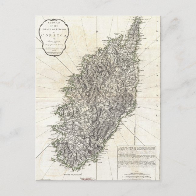 Postal Mapa de época de Córcega (1794) (Anverso)
