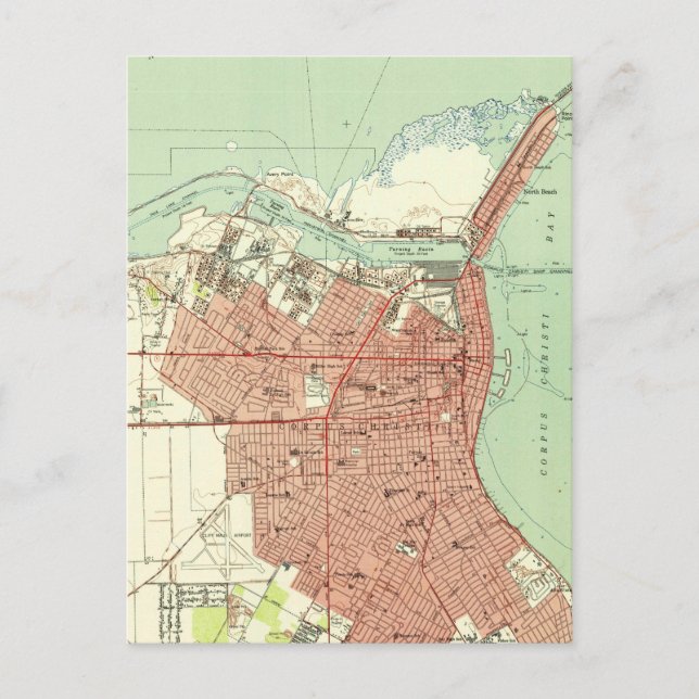 Postal Mapa de época de Corpus Christi Texas (1951) (Anverso)