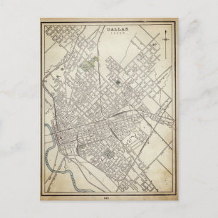 Postal Mapa de época de Dallas, TX (1890)