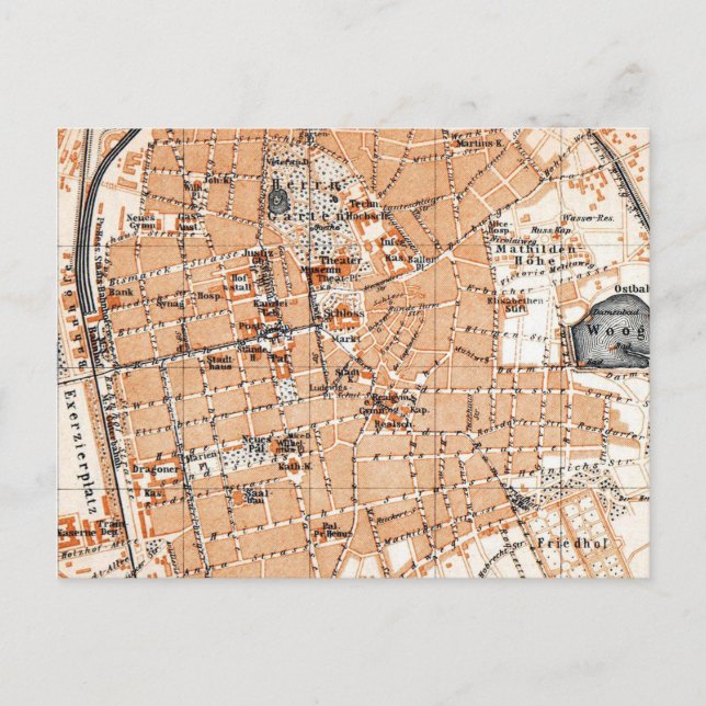 Postal Mapa de época de Darmstadt Alemania (1905) (Anverso)