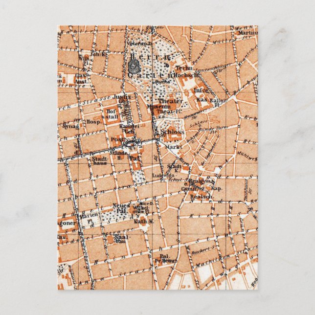 Postal Mapa de época de Darmstadt Alemania (1905) (Anverso)