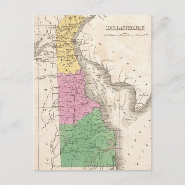 Postal Mapa de época de Delaware (1827) (Anverso)