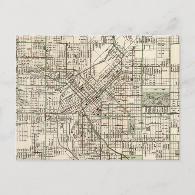 Postal Mapa de época de Denver Colorado (1920) (Anverso)