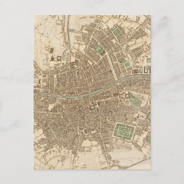 Postal Mapa de época de Dublín (1836) (Anverso)
