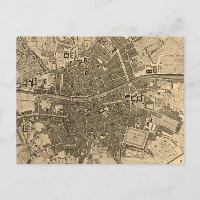 Postal Mapa de época de Dublín Irlanda (1797) (Anverso)
