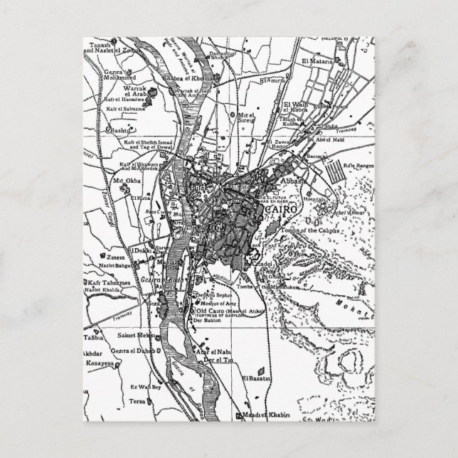 Postal Mapa de época de El Cairo Egipto (1911) (Anverso)
