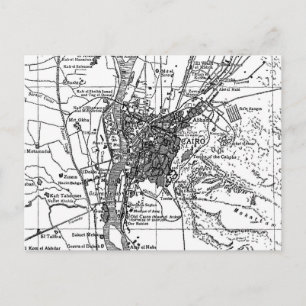 Postal Mapa de época de El Cairo Egipto (1911)