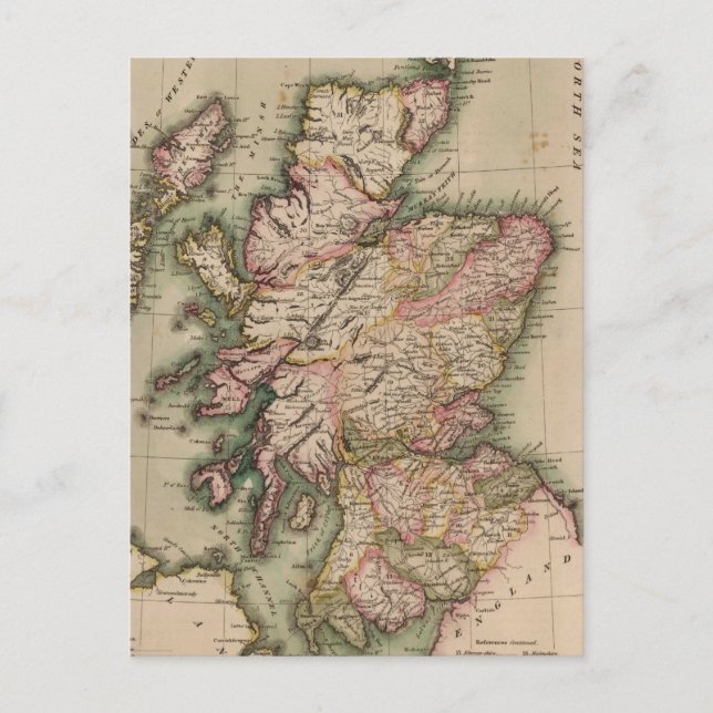 Postal Mapa de época de Escocia (1814) (Anverso)