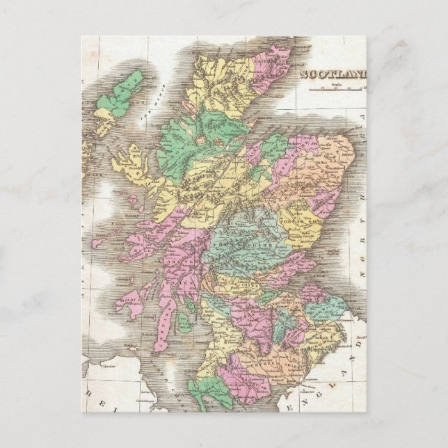 Postal Mapa de época de Escocia (1827) (Anverso)